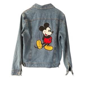 Vintage-Inspired Disney Mickey Mouse Denim Jean Jacket – Size M – Retro 90s